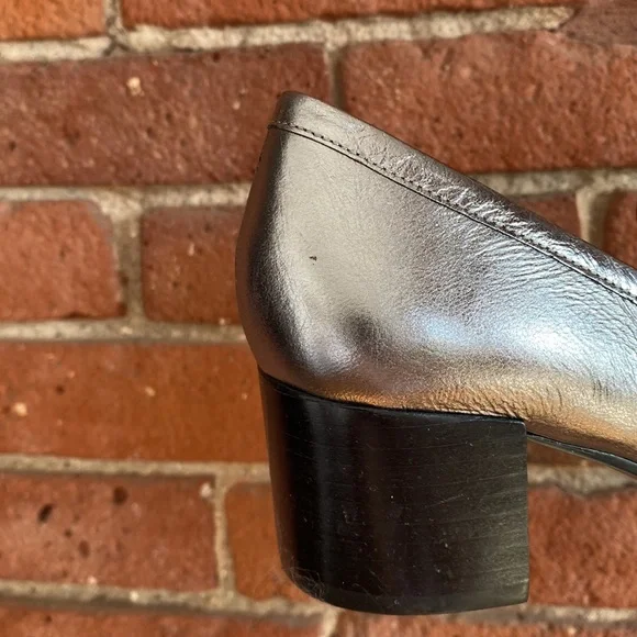 MARC FISHER LTD Leather Hudson Silver Loafers, 7.5 - Picture 11 of 12